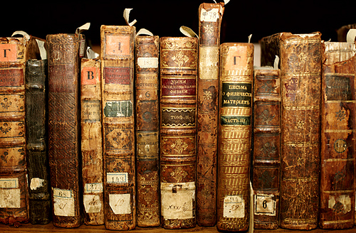 collection of old hardcover books